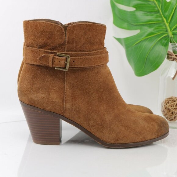 Sam Edelman Womens Lynne Boot Size 10 Camel Suede  Block Heel Ankle Strap Boho - Picture 4 of 12
